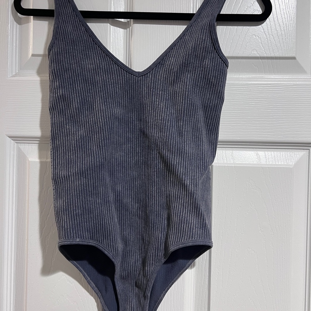 Aura Ribbed Bodysuit in Navy